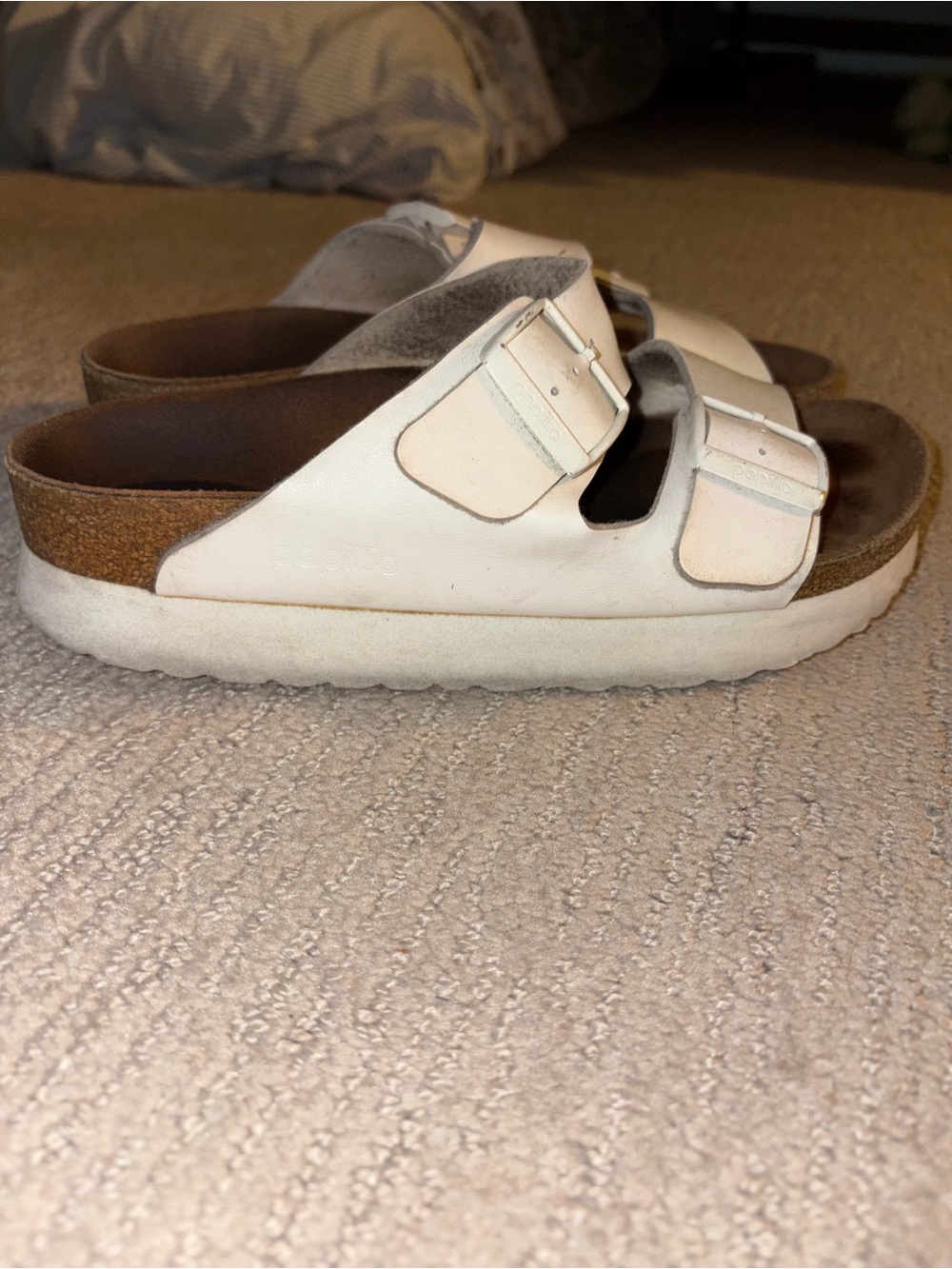 Birkenstock White Double-Buckle Slide Sandals - Picture 2 of 4